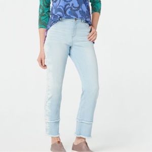 LOGO‎ Lori Goldstein Straight Leg Jean with Bleached Effect Sz. 8